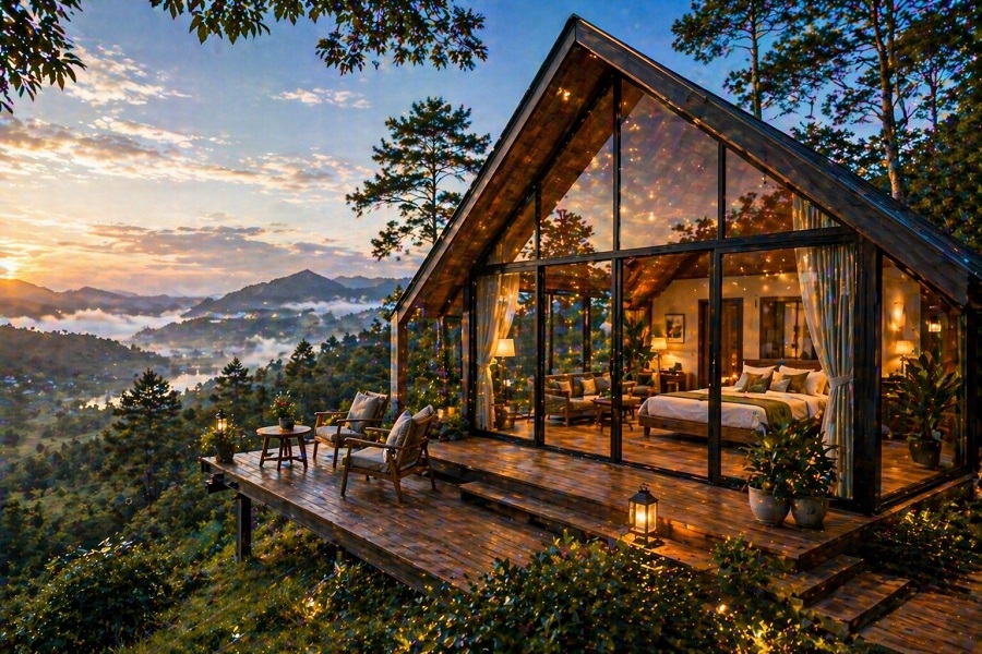 Bungalow kính view thiên nhiên