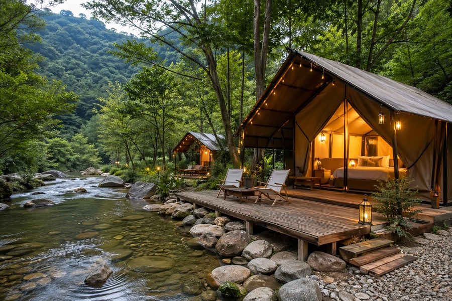 Glamping hồ, suối