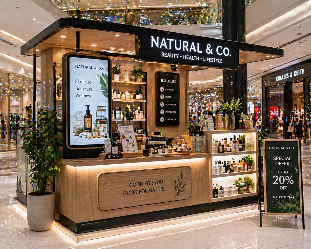 Quầy bán hàng trong trung tâm thương mại